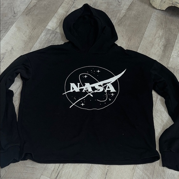 H&M Other - H&M Black Hoodie with White NASA Logonsize 20(Fits Like a Women's Medium)